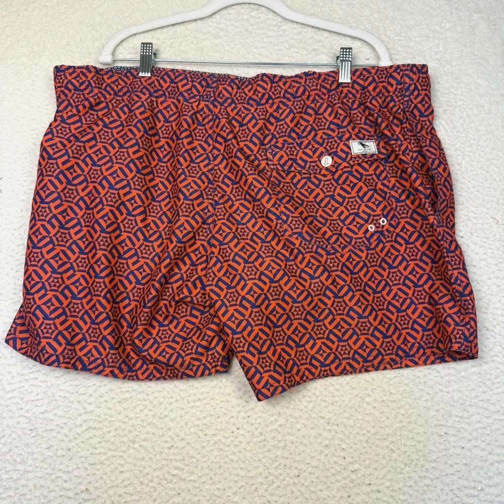 Ted Baker Swim Trunks Shorts Mens 2XL Orange Geometric Lobster Drawstring Lined - Picture 2 of 8